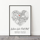Personalised Map Print | Anniversary Map Print, Valentines Gift, Custom Heart Map Gift, Night We Met Print, Couple Gift | Wedding Gift