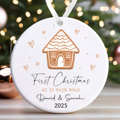 Personalised Christmas Bauble | First Christmas At New Home Bauble, 1st Christmas At Decoration Keepsake | New Home Gift - Gingerbread House