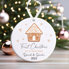 Personalised Christmas Bauble | First Christmas At New Home Bauble, 1st Christmas At Decoration Keepsake | New Home Gift - Gingerbread House