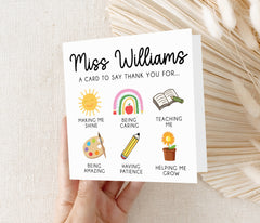 Personalised Teacher Card - Thank You Teacher Card | Personalised Thank You Teacher Card, End Of School Card - Thank You For