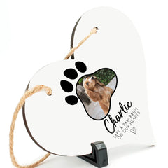 Personalised Pet Memorial Gift | Heart Wooden Sign | Pet Loss Gift, Pet Remembrance, Dog Bereavement, Pet Plaque, Dog Loss Gift - Paw Photo