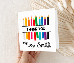 Personalised Teacher Card - Thank You Teacher Card | Personalised Thank You Teacher Card, End Of School Card, Teacher Appreciation - Pencils
