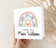Personalised Teacher Card - Thank You Teacher Card | Personalised Thank You Teacher Card, End Of School Card - Watercolour Rainbow