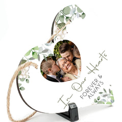 Personalised Memorial Sign | Wooden Heart Sign | Remembrance Gift | Memorial Keepsake, Memory Gift, Bereavement Gift - Floral Photo