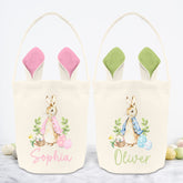 Personalised Easter Basket | Linen, Pink or Green | Personalised Easter Bag, Custom Easter Hunt Basket, Personalised Easter Gift, Easter Bag