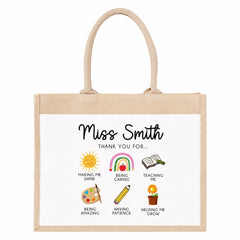 Thank You Teacher Gift, Personalised Teacher Bag | Personalised Teacher Gift, Teacher Present. End Of Term Gift, TA Gift - Teacher Wreath