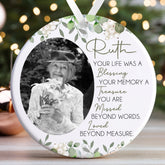 Personalised Memorial Christmas Bauble | Memory Ornament | Memorial Keepsake Christmas Bauble | Memorial Photo Ceramic Christmas Bauble  - Floral Poem