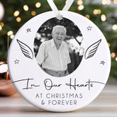 Personalised Memorial Christmas Bauble | Memory Ornament | Memorial Keepsake Christmas Bauble | Memorial Photo Ceramic Christmas Bauble - Angel Wings