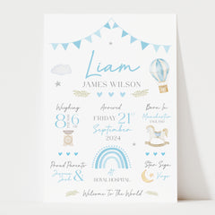Personalised New Baby Print | Baby Boy Gift, Newborn Gift | New Baby Keepsake Print | Baby Boy Print, New Baby Gift | Nursery Print Gift