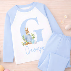 Personalised Easter Pyjamas, Easter Bib | Custom Kids Easter Pyjama Set, Boys & Girls Easter PJ's