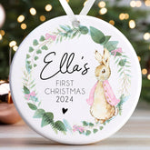 Personalised Baby's First Christmas Bauble | Babys 1st Christmas Bauble | Baby’s 1st Christmas Gift | 1st Christmas Decoration - Pink Wreath