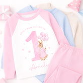 Personalised 1st Birthday Pyjamas, First Bib | Bunny | When I Wake Up I Will Be 1, Girls 1st Birthday Pyjamas, Boys 1st Birthday Pyjamas
