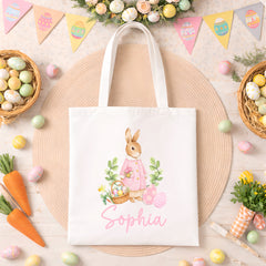 Personalised Easter Bag | Pink or Blue | Personalised Easter Tote, Custom Easter Hunt Bag, Personalised Easter Gift, Easter Basket