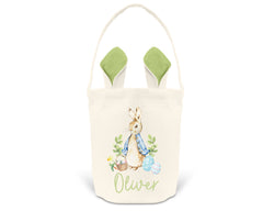 Personalised Easter Basket | Linen, Pink or Green | Personalised Easter Bag, Custom Easter Hunt Basket, Personalised Easter Gift, Easter Bag