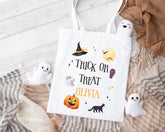Personalised Halloween Trick or Treat Bag | Illustrations Treat | Halloween Tote Bag | Custom Children's Trick or Treat Bag, Party Bag