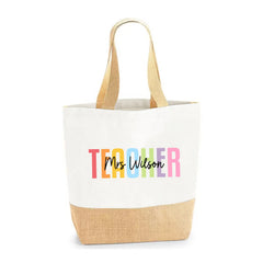 Thank You Teacher Gift, Personalised Teacher Bag | Personalised Teacher Gift, Teacher Present. End Of Term Gift, TA Gift - Watercolour