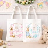 Personalised Easter Bag | Wreath Pink or Blue | Personalised Easter Tote, Custom Easter Hunt Bag, Personalised Easter Gift, Easter Basket