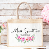 Thank You Teacher Gift, Personalised Teacher Bag | Personalised Teacher Gift, Teacher Present. End Of Term Gift, TA Gift - Floral Teacher