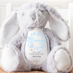 Personalised Teddy, Custom Christening Teddy | Keepsake | Personalised Christening Gift, Custom Baptism Gift | Baptism Teddy, Blue Balloon