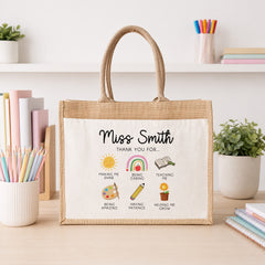 Thank You Teacher Gift, Personalised Teacher Bag | Personalised Teacher Gift, Teacher Present. End Of Term Gift, TA Gift - Teacher Wreath