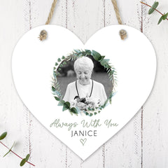 Personalised Memorial Sign | Wooden Heart Sign | Remembrance Gift | Memorial Keepsake, Memory Gift, Bereavement Gift - Always With You