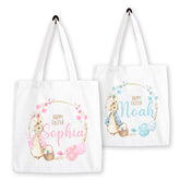 Personalised Easter Bag | Wreath Pink or Blue | Personalised Easter Tote, Custom Easter Hunt Bag, Personalised Easter Gift, Easter Basket