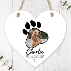Personalised Pet Memorial Gift | Heart Wooden Sign | Pet Loss Gift, Pet Remembrance, Dog Bereavement, Pet Plaque, Dog Loss Gift - Paw Photo