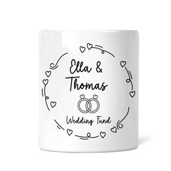 Personalised Wedding Fund Money Box | Add Names and Date | Wedding Wreath | Engagement Gift, Fiancé Gift | Wedding Savings | Engagement Gift