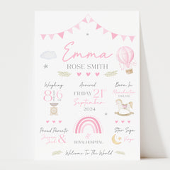Personalised New Baby Print | Baby Girl Gift, Newborn Gift | New Baby Keepsake Print | Baby Girl Print, Newborn Print | Nursery Print Gift