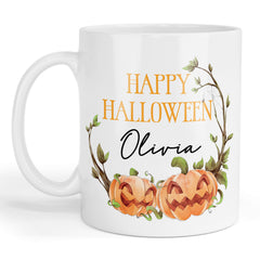 Personalised Halloween Mug | Pumpkin Wreath | Personalised Halloween Gift