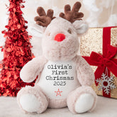 Personalised Christmas Teddy | Baby's 1st Christmas Teddy | Personalised Reindeer | 1st Christmas Gift, First Christmas Teddy - Typewriter Star