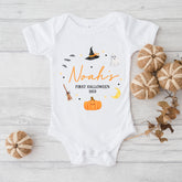 Baby's 1st Halloween | Personalised Halloween Baby Grow | Illustrations | First Halloween Baby Bib, Baby Halloween Gift