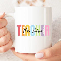 Thank You Teacher Gift - Watercolour Mug | Personalised Teacher Gift, Thank You Teacher Present. End Of Term Gift, Teacher Assistant Gift