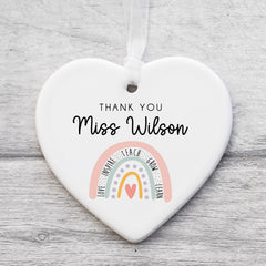 Thank You Teacher Gift, Personalised Teacher Ceramic - Personalised Teacher Gift, Teacher Present. End Of Term Gift - Watercolour Rainbow