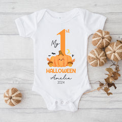 Baby's 1st Halloween | Personalised Halloween Baby Grow | Number 1 | First Halloween Baby Bib, Baby Halloween Gift