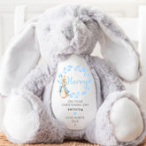 Personalised Teddy, Custom Christening Teddy | Keepsake | Personalised Christening Gift, Custom Baptism Gift | Baptism Teddy, Blue Wreath