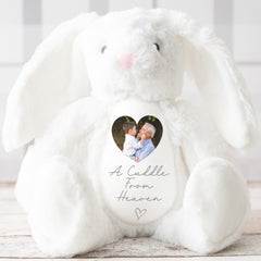Personalised Memory Teddy | White Bunny | In Memory Gift, Memorial Keepsake Present | Memorial Photo Gift, Bereavement Gift | Memory Teddy Bear, Sympathy