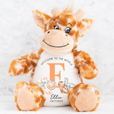 Personalised Teddy, Custom Newborn Teddy | Welcome to the World | Baby Announcement Teddy, Personalised Newborn Gift, Personalised Giraffe
