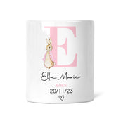 Personalised Newborn Money Box | Personalised New Baby Gift, Newborn Gift, New Baby Keepsake | Gift for New Baby, Pink Rabbit