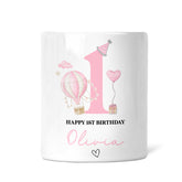 Personalised 1st Birthday Money Box | Personalised 1st Birthday Gift, First Birthday Gift, First Birthday Money Box | Pink Hot Air Balloon