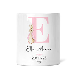 Personalised Newborn Money Box | Personalised New Baby Gift, Newborn Gift, New Baby Keepsake | Gift for New Baby, Pink Rabbit