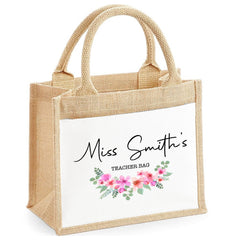 Thank You Teacher Gift, Personalised Teacher Bag | Personalised Teacher Gift, Teacher Present. End Of Term Gift, TA Gift - Floral Teacher