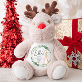 Personalised Christmas Teddy | Babys 1st Christmas Teddy | Personalised Reindeer | 1st Christmas Gift, First Christmas Teddy - Pink Bunny