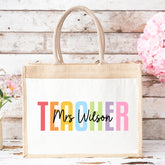 Thank You Teacher Gift, Personalised Teacher Bag | Personalised Teacher Gift, Teacher Present. End Of Term Gift, TA Gift - Watercolour