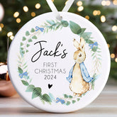 Personalised Babys First Christmas Bauble | Babys 1st Christmas Bauble | Baby’s 1st Christmas Gift | 1st Christmas Decoration - Blue Wreath