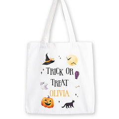 Personalised Halloween Trick or Treat Bag | Illustrations Treat | Halloween Tote Bag | Custom Children's Trick or Treat Bag, Party Bag