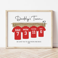 Personalised Father's Day Gift | Personalised Father's Day Football Print | Personalised Daddy Print, Daddy Gift, Daddy's Team, Daddy Print