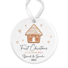 Personalised Christmas Bauble | First Christmas At New Home Bauble, 1st Christmas At Decoration Keepsake | New Home Gift - Gingerbread House