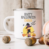 Personalised Halloween Enamel Mug | Witch | Personalised Halloween Gift