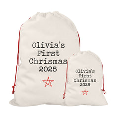 Personalised Christmas Sack | Custom Christmas Stocking | Custom Santa Sack For Kids, Children's Christmas Sack - Typewriter Star